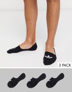 3 пары черных невидимых носков adidas-Черный