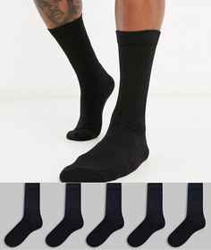 Набор из 5 пар черных спортивных носков ASOS DESIGN-Черный