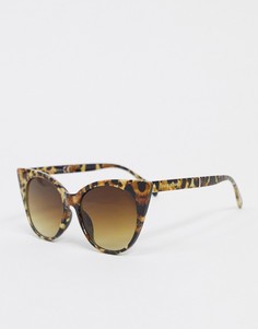 Коричневые солнцезащитные очки "кошачий глаз" с леопардовым принтом River Island-Бежевый