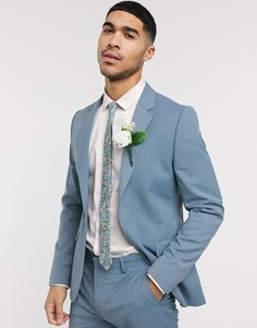 Голубой приталенный пиджак ASOS DESIGN wedding-Синий