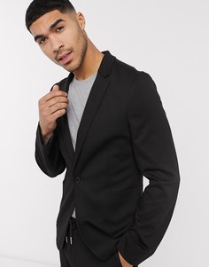 Черный трикотажный супероблегающий пиджак ASOS DESIGN