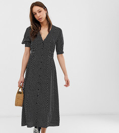 Чайное платье миди в горошек с присборенной талией ASOS DESIGN Tall-Мульти