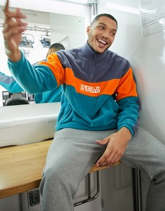 Флисовый oversized-свитшот в стиле колор блок с короткой молнией ASOS DESIGN-Мульти