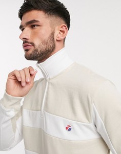 Светло-бежевый/белый свитшот с воротником-стойкой Topman