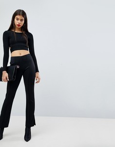 Облегающие расклешенные брюки с разрезами ASOS-Черный