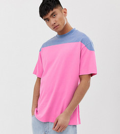 Выбеленная розовая футболка колор блок COLLUSION-Розовый