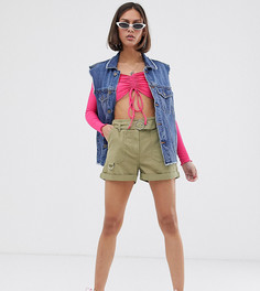 Зеленые шорты в стиле милитари Bershka-Зеленый