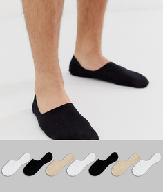 Набор из 7 пар невидимых носков ASOS DESIGN (черные/белые/песочные) - Скидка-Мульти