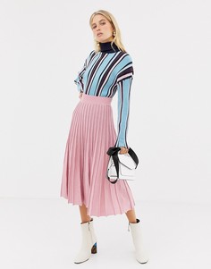 Юбка миди из экопряжи с эффектом металлик ASOS DESIGN-Розовый