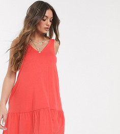 Коралловое платье мини со скрытыми карманами ASOS DESIGN Petite-Розовый