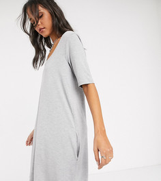 Серое меланжевое платье-футболка со скрытыми карманами ASOS DESIGN Tall-Серый