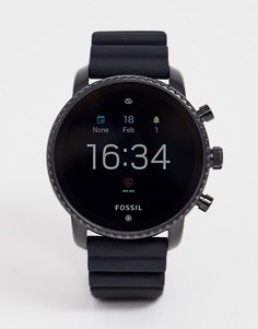 Часы с черным силиконовым ремешком Fossil FTW4018 Gen 4 Q Explorist HR-Черный
