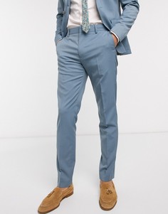 Голубые брюки скинни ASOS DESIGN wedding-Синий