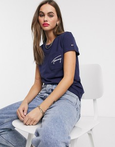 Футболка с карманом и логотипом Tommy Jeans-Темно-синий