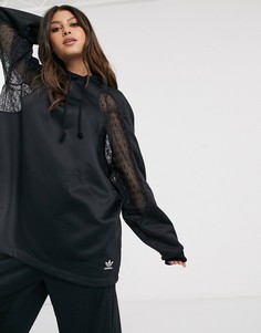 Черный oversized-худи с кружевной вставкой adidas Originals Bellista