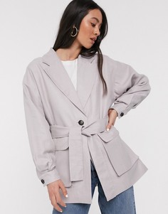Пыльно-лавандовый пиджак в стиле милитари ASOS DESIGN-Фиолетовый