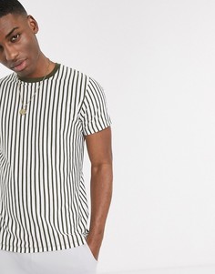 Футболка в полоску белого цвета и хаки Topman-Зеленый