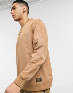 Коричневый нейлоновый свитшот Topman