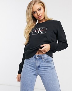 Черный свитер с монограммой Calvin Klien-Белый