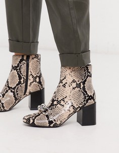 Ботильоны со змеиным рисунком и цепочками Miss Selfridge-Бежевый
