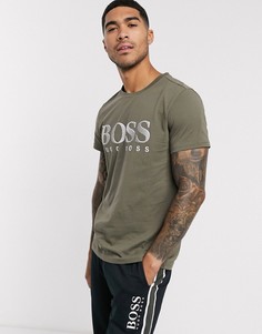 Футболка цвета хаки с логотипом BOSS bodywear-Зеленый