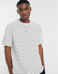 Белая футболка в темно-синюю полоску Topman-Белый