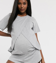 Трикотажные пижамные шорты ASOS DESIGN Maternity-Серый