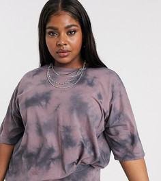 Oversize-футболка с принтом тай-дай ASOS DESIGN Curve-Розовый
