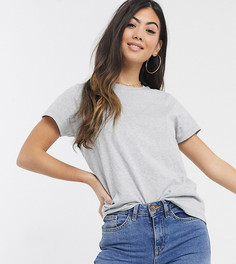 Серая меланжевая футболка из органического хлопка с круглым вырезом ASOS DESIGN Petite-Серый