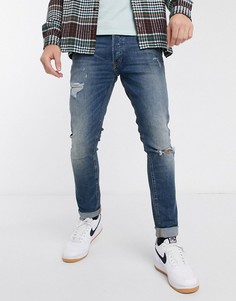 Рваные эластичные джинсы зауженного кроя Jack & Jones Intelligence-Синий