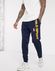 Темно-синие джоггеры с манжетами и логотипом Polo Ralph Lauren Sport Capsule-Темно-синий