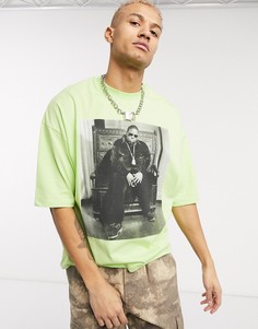 Трикотажная oversized-футболка с фотографическим принтом ASOS DESIGN-Зеленый