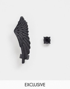 Кафф с подвеской "крыло" черного цвета Reclaimed Vintage inspired эксклюзивно для ASOS-Черный