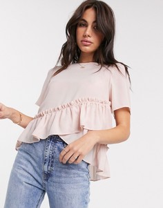 Футболка с оборкой ASOS DESIGN-Розовый