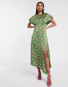 Платье макси с цветочным принтом и вырезами Liquorish-Зеленый