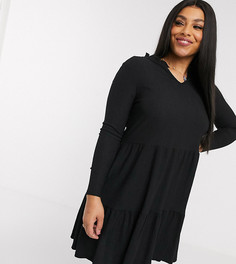 Черное свободное платье с оборками New Look Curve-Черный