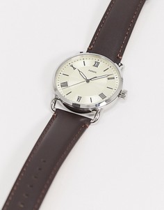 Часы с коричневым кожаным ремешком Fossil Copeland FS5663-Коричневый