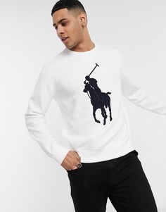 Белый свитшот с круглым вырезом и большим логотипом Polo Ralph Lauren