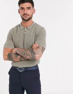 Серое фактурное трикотажное поло ASOS DESIGN-Серый
