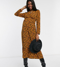 Платье миди горчичного цвета с цветочным принтом Topshop Maternity-Желтый