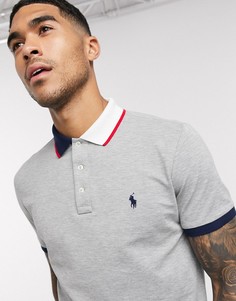 Серое поло классического кроя из ткани пике Polo Ralph Lauren-Серый
