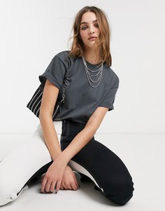 Темно-серая свободная футболка Topshop-Серый