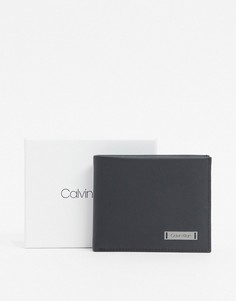 Черный кожаный бумажник с карманом для монет Calvin Klein