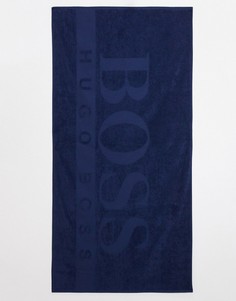 Темно-синее пляжное полотенце с логотипом BOSS-Темно-синий