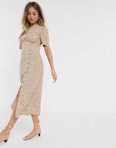 Чайное платье миди на пуговицах в горошек ASOS DESIGN-Мульти