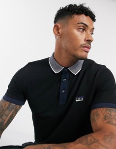 Черное поло из пике с контрастной отделкой и логотипом Jack & Jones Core-Черный