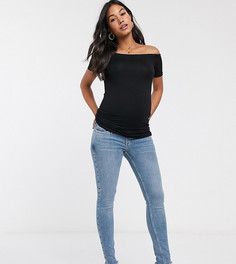 Голубые джинсы скинни с посадкой поверх живота River Island Maternity-Синий