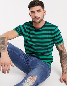 Зеленая/темно-синяя футболка в полоску с логотипом Polo Ralph Lauren-Зеленый