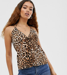 Майка с V-образным вырезом и леопардовым принтом Vero Moda Petite-Мульти