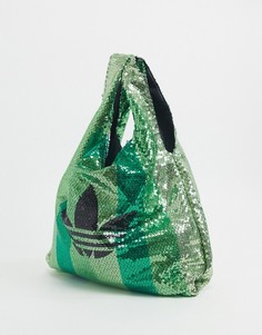 Зеленая сумка с трилистником и пайетками adidas Originals x Anna Isoniemi-Зеленый